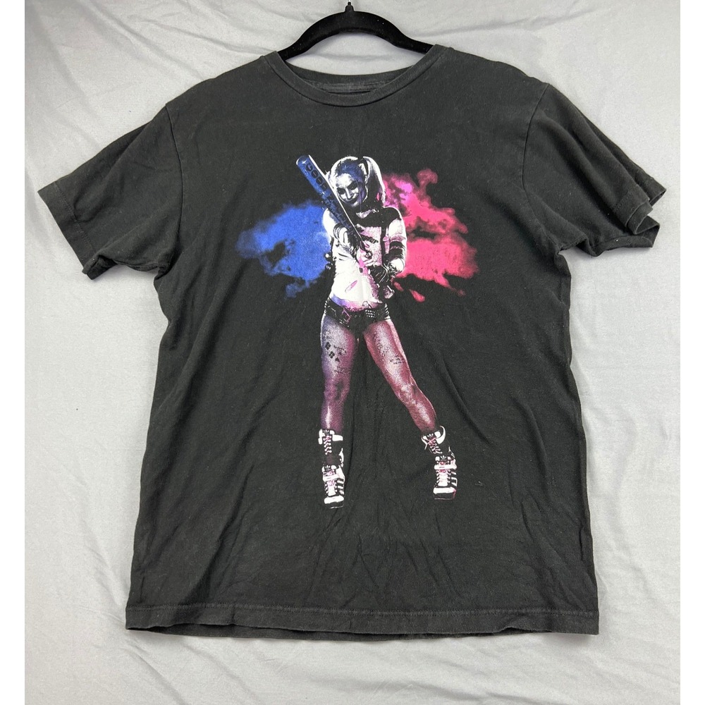 DC Comics Harley Quinn T Shirt Women Medium Suicide Squad Black Graphic Tee Good